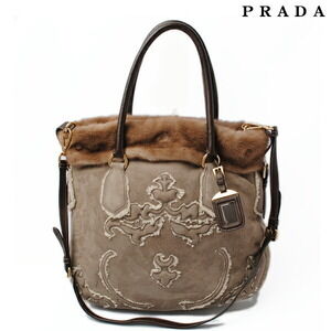 Prada tote shoulder bag strap mink sh beige brown